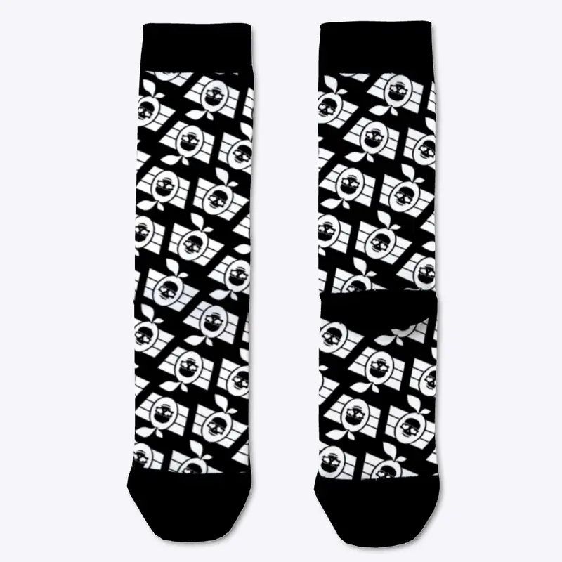 Broken Peach White Skull Logo Socks